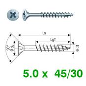 Immagine di viti spax tps croce pozi 5.0x 45/29 zinc. filetto parziale - confezione da  500 pezzi