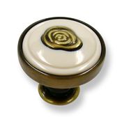 Immagine di pomoli s-1896 mm. 30 metallo ottone ant/beige 30 a:30 h:26                                                                                           