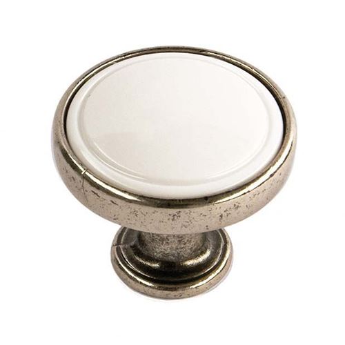 Immagine di pomoli s-1971 mm. 30 metallo arg. ant./bianco 30 a:30 h:26                                                                                           