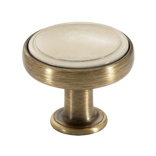 Immagine di pomoli s-1971 mm. 30 metallo ottone ant/beige 30 a:30 h:26                                                                                           