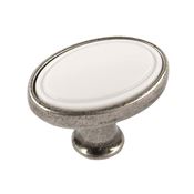 Immagine di pomoli s-1972 mm. 22 metallo arg. ant./bianco 32 a:22 h:24                                                                                           