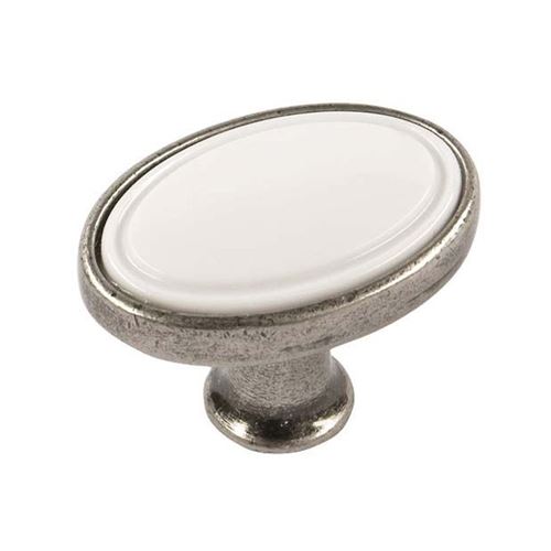 Immagine di pomoli s-1972 mm. 22 metallo arg. ant./bianco 32 a:22 h:24                                                                                           