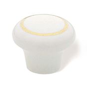 Immagine di pomoli s-sp1 mm. 25 ceramica bianco/oro luc. 25 a:25 h:20                                                                                           