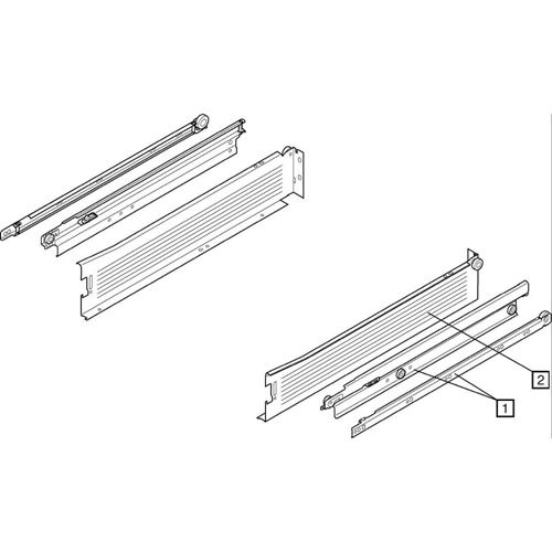 Immagine di 330M450PC MX MP R901 - spondina in acciaio METABOX M (86 mm) estrazione totale 25 kg lunghezza nominale 450 mm versione a vite sinistra/destra biancocrema ral 9001 