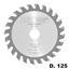 Immagine di lame seghe circolari hm tr+ d.125 f.20 z. 24 spessore 3.1-4                                                                                           