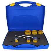 Immagine di serie 6 seghe a tazza Profit Click&Drill Bimetal Plus passo regolare diametri da mm 22 a mm 64 con 2 punte di centraggio 