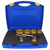 Immagine di serie 6 seghe a tazza Profit Click&Drill Bimetal Plus passo variabile diametri da mm 25 a mm 68 con 2 punte di centraggio 
