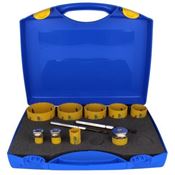 Immagine di serie 9 seghe a tazza Profit Click&Drill Bimetal Plus passo regolare diametri da mm 19 a mm 76 con 2 punte di centraggio 