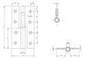 Immagine di cerniere mill libro piane ot 120x75 dx cr.op. ottone c/cuscinetto push sx                                                                                           