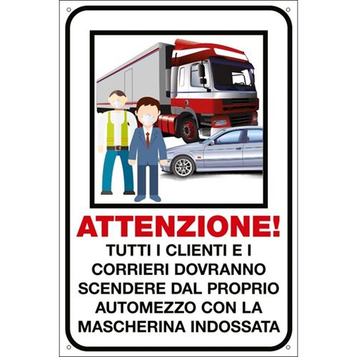 Immagine di cartelli indicazioni alluminio 200x300 35344 attenzione clienti e ...                                                                                           