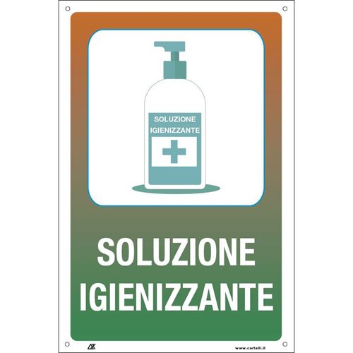 Immagine di cartelli indicazioni alluminio 200x300 35345 soluzione igienizzante                                                                                           