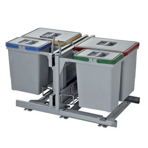 Immagine di pattumiere angolo magic waste l>=400 dx grigio c/4 secchi e 2 cestelli                                                                                           