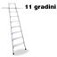 Immagine di scale shop c/ganci alluminio  11 gradini c/ganci x binario tubolare                                                                                           