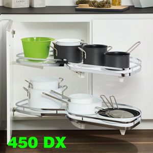Immagine di cestelli corner lemans vassoio l45 dx bianco/cr set 2 vassoi fondo bianco                                                                                           