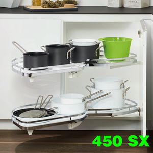 Immagine di cestelli corner lemans vassoio l45 sx bianco/cr set 2 vassoi fondo bianco                                                                                           