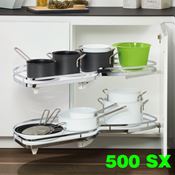 Immagine di cestelli corner lemans vassoio l50 sx bianco/cr set 2 vassoi fondo bianco                                                                                           