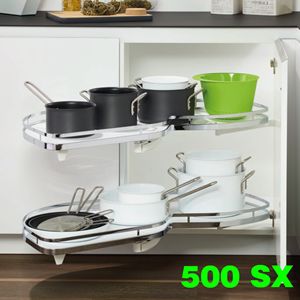 Immagine di cestelli corner lemans vassoio l50 sx bianco/cr set 2 vassoi fondo bianco                                                                                           
