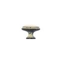 Immagine di Pomolo per mobili HZ0077 diametro mm 35 in lega di zinco e porcellana rusticall avorio con decoro H5 