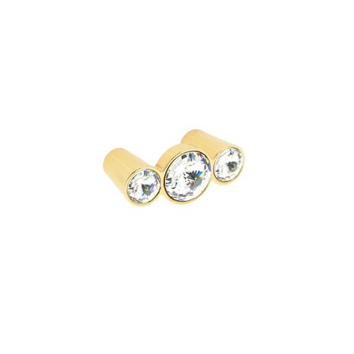 Immagine di Pomolo per mobili HZ0633 interasse mm 32 in lega di zinco e cristallo placcato oro 