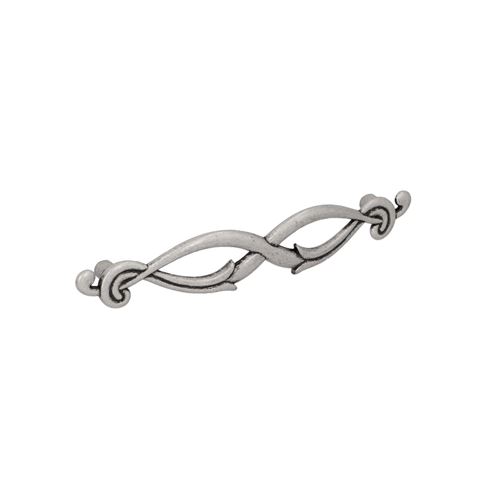 Immagine di Maniglia per mobili HZ0634 interasse mm 128 in lega di zinco argento vecchio brillante 