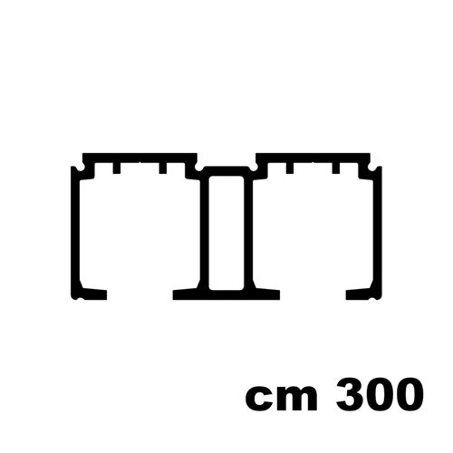 Immagine di Binario 1285 doppia rotaia interasse 35 mm alluminio anodizzato argento cm 300 per kit portata 30/160 kg 