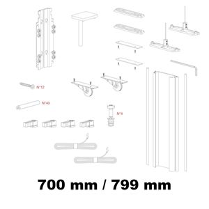 Immagine di Kit Gamma per anta interna in alluminio altezza da 700 mm a 799 mm 