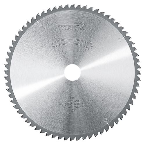 Immagine di Mafell Lama da taglio in HM 250x1,8/2,8x30 mm, Z 68, FZ/TR, per materie plastiche e profilati in alluminio 