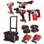 Immagine di Kit 18V con trapano avvitatore con percussione M18 Fuel FPD2, avvitatore ad impulsi M18 Fuel CBLID brushless 1/4" esagonale, tassellatore SDS-Plus M18 Fuel BLH e smerigliatrice angolare 125 mm M18 Fuel FSAG125X con due batterie M18 5Ah, due batterie M18 3Ah e caricabatterie M12-18 FC in trolley packout 
