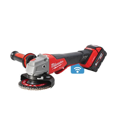 Immagine di M18 ONEFSAG125XPDB-502X Milwaukee Smerigliatrice angolare 18 Volt disco 125 mm 5,0Ah Tecnologia Fuel ONE KEY con interruttore a paletta e freno 