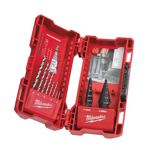 Immagine di Milwaukee Set frese a gradino 1 x 4 -12/1 mm, 1 x 4-20/2 mm + punte ferro 