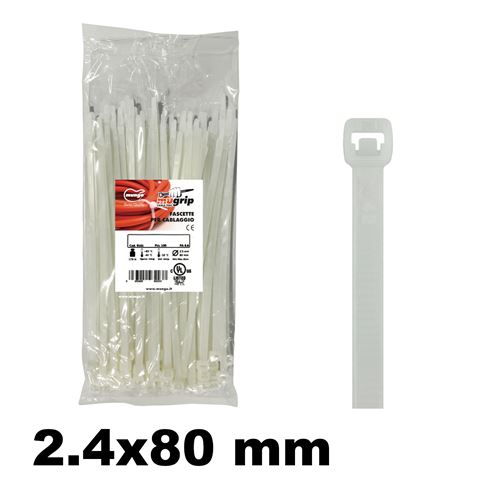Immagine di Mugrip fascetta poliamnide 6.6 2,4X80 naturale - confezione da  100 pezzi