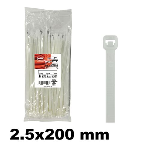 Immagine di Mugrip fascetta poliamnide 6.6 2,5X200 naturale - confezione da  100 pezzi
