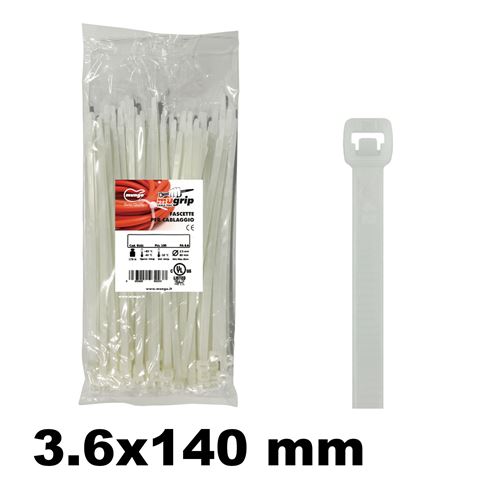 Immagine di Mugrip fascetta poliamnide 6.6 3,6X140 naturale - confezione da  100 pezzi