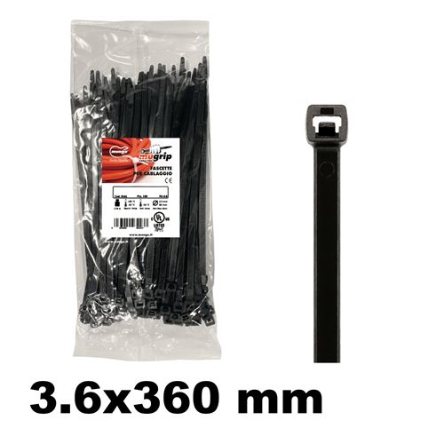 Immagine di Mugrip fascetta poliamnide 6.6 3,6X360 nero 