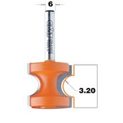 Immagine di Fresa a mezzo tondo concavo raggio 3.20 mm attacco diametro 6 mm 
