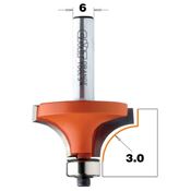 Immagine di Fresa a raggio concavo 3 mm attacco diametro 6 mm con cuscinetto inferiore 