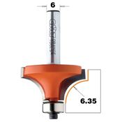 Immagine di Fresa a raggio concavo 6.35 mm attacco diametro 6 mm con cuscinetto inferiore 