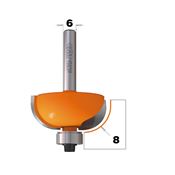 Immagine di Fresa a raggio convesso 8 mm attacco diametro 6 mm con cuscinetto inferiore 