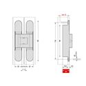 Immagine di cerniere bross 3d 1430 128 x 22 canna f invis. regol. c/gabbia nera                                                                                           