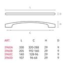 Immagine di maniglie m3960 d mm.  96 metal nichel satinato l 107 h 29 i  96/ 64                                                                                           