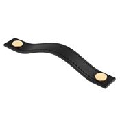 Immagine di maniglie aviano mm 128 oro/nero cuoio                                                                                           