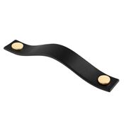 Immagine di maniglie levanto mm 128 oro/nero cuoio                                                                                           