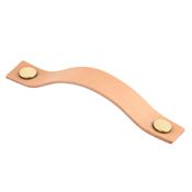 Immagine di maniglie levanto mm 128 oro/chiaro cuoio                                                                                           