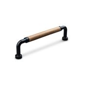 Immagine di maniglie posta mm 128 lisce nero op./chiaro cuoio                                                                                           