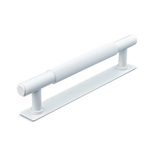 Immagine di maniglie salo mm 128 rigate bianco op.                                                                                            