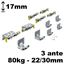 Immagine di Kit guarnitura TopLine XL h17mm per 3 ante spessore 22/30mm portata 80kg 