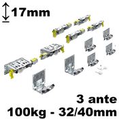 Immagine di Kit guarnitura TopLine XL h17mm per 3 ante spessore 32/40mm portata 100kg 