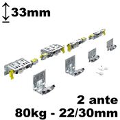 Immagine di Kit guarnitura TopLine XL h33mm per 2 ante spessore 22/30mm portata 80kg 