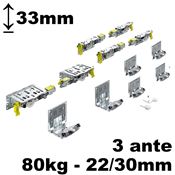 Immagine di Kit guarnitura TopLine XL h33mm per 3 ante spessore 22/30mm portata 80kg 