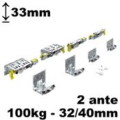 Immagine di Kit guarnitura TopLine XL h33mm per 2 ante spessore 32/40mm portata 100kg 